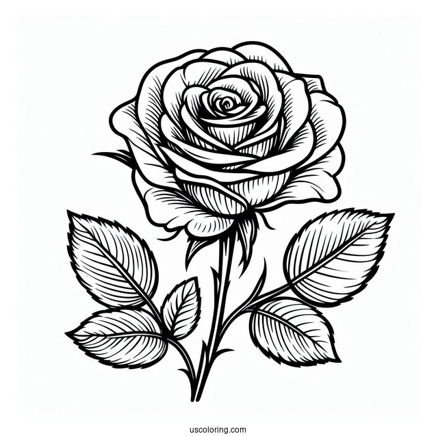 Simple Single Rose To Color
