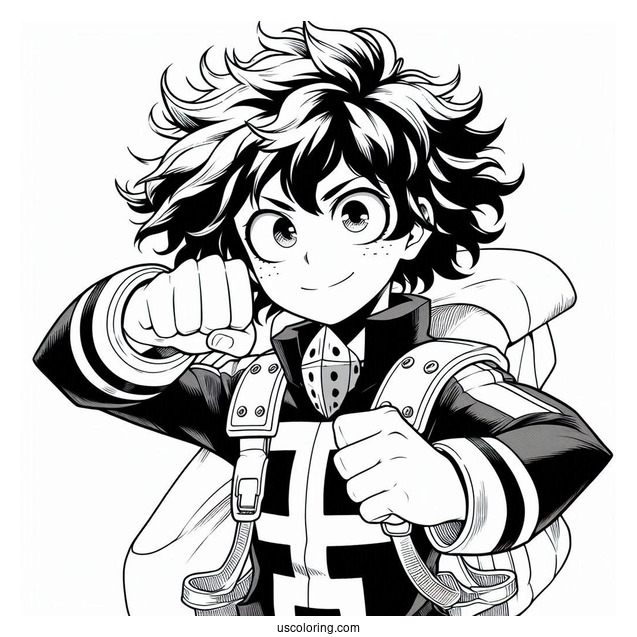 My Hero Academia Ochaco Uraraka With Deku Coloring Page