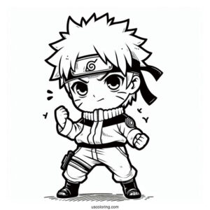 Chibi Naruto Coloring Page Doing Fist Pump