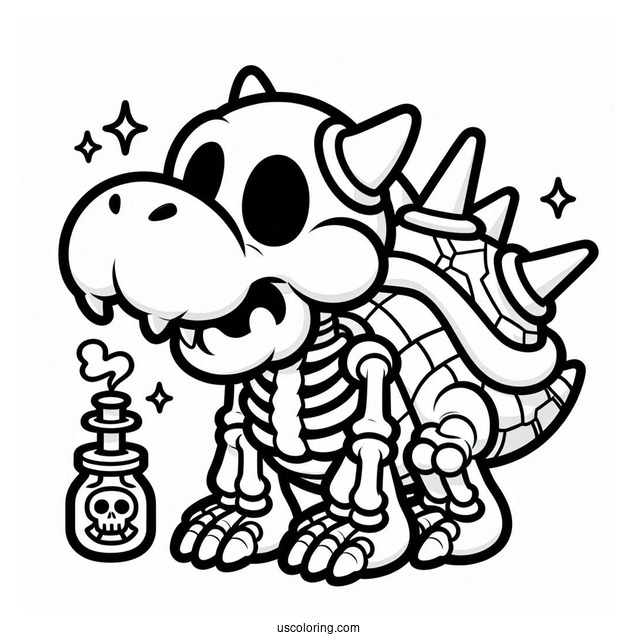 Skeleton Dry Bowser Coloring Page