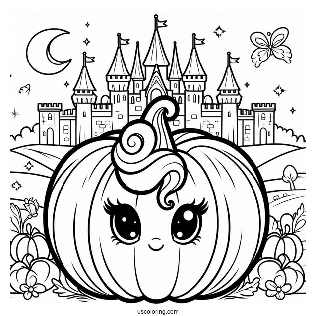 Easy Pumpkin Outline Palace Pets Coloring Page For Preschoolers
