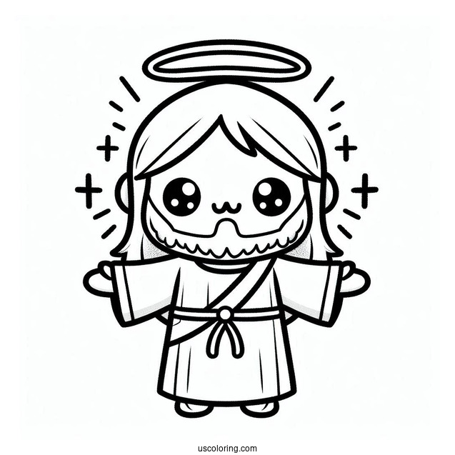 Cute Kawaii Jesus Christ Coloring In