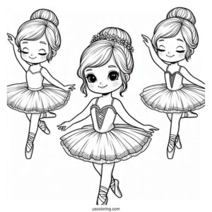 Cute Ballerina Dancing In Studio To Color