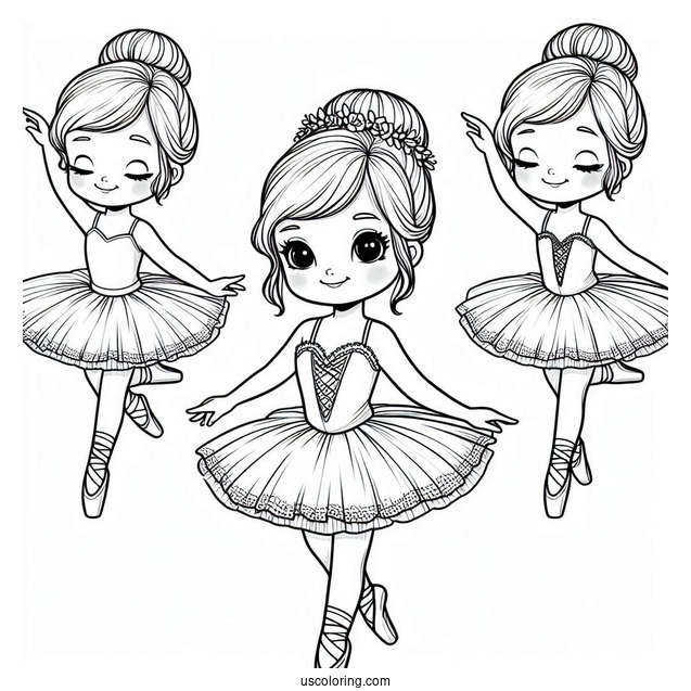 Cute Ballerina Dancing In Studio To Color