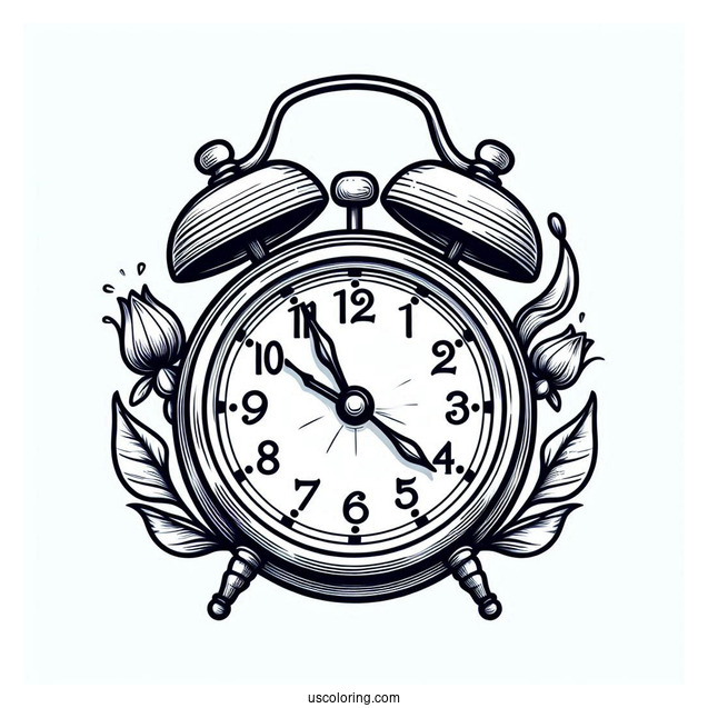 Alarm Clock With Bells Coloring Page