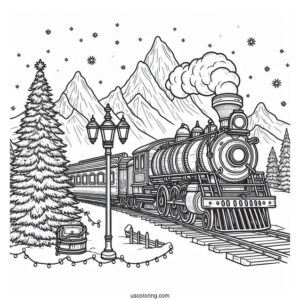 Easy Polar Express Coloring Page For Kids