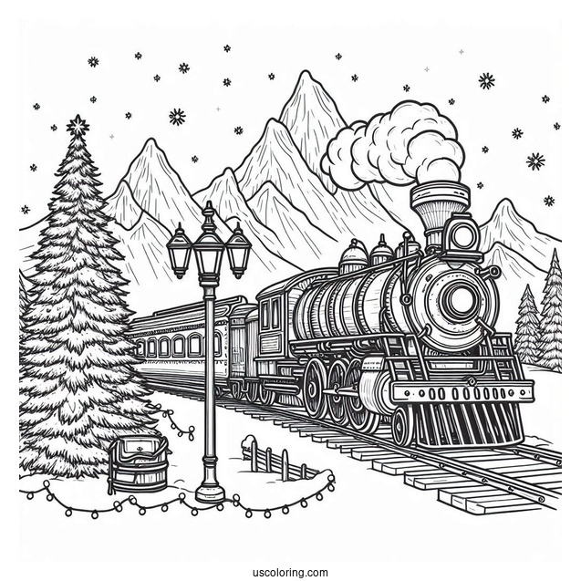 Easy Polar Express Coloring Page For Kids