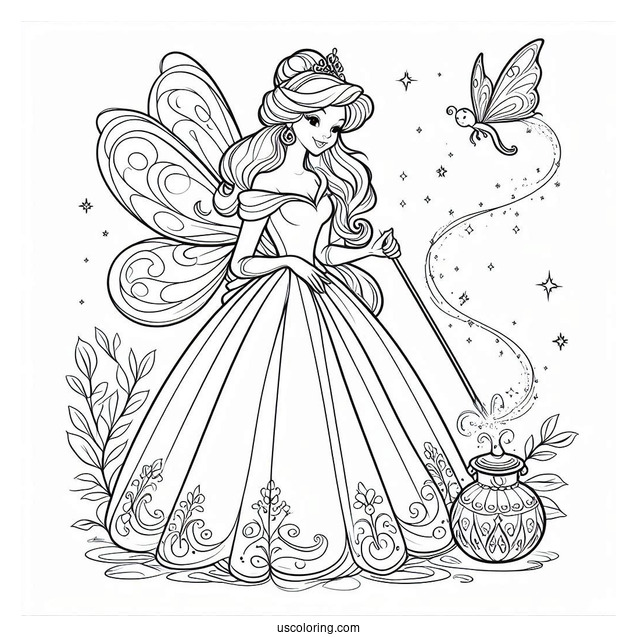 Easy Coloring Page Of The Fairy Godmother