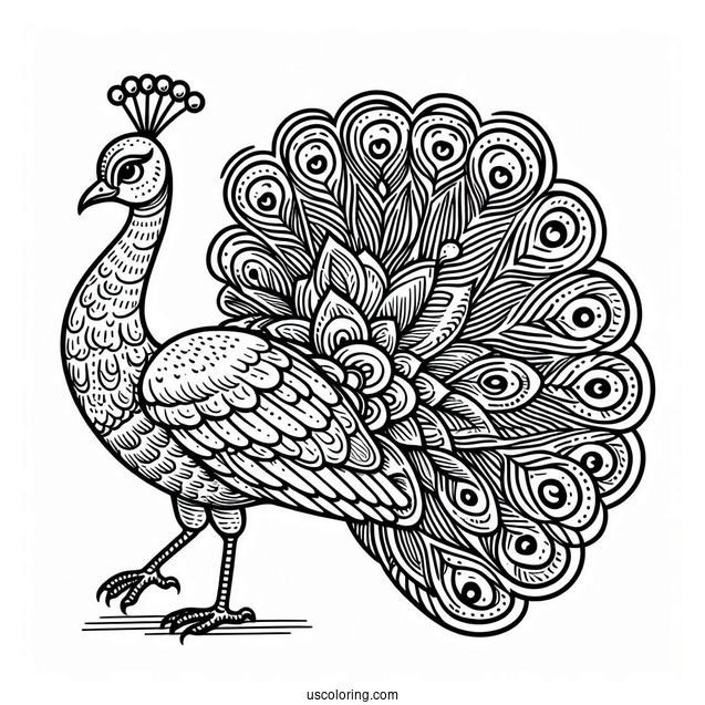 Peacock Walking Coloring Page