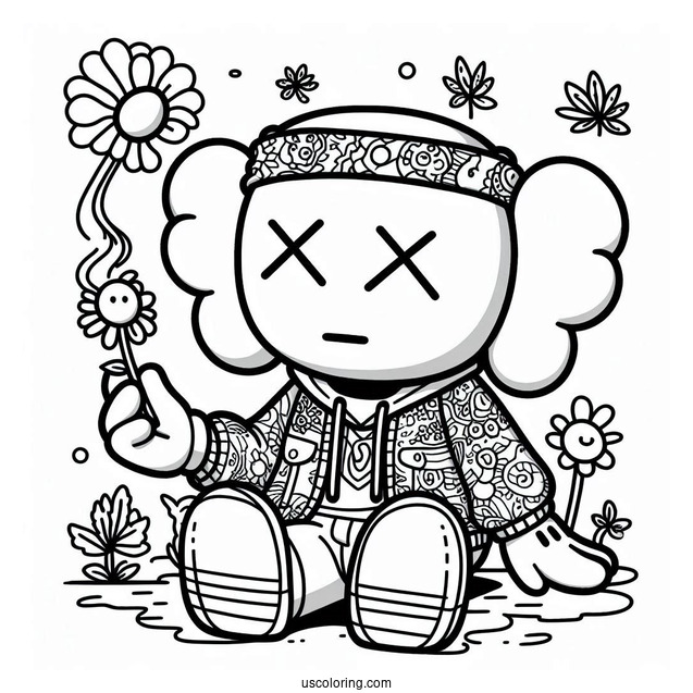 Hippie Dissected KAWS Coloring Page Companion