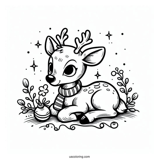 Rudolph Coloring Page At The North Pole
