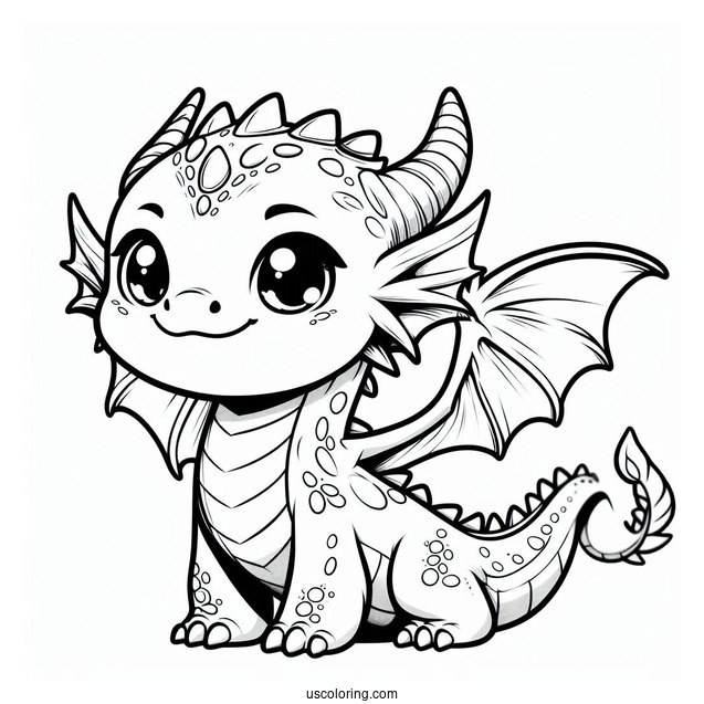 Loveable Looking Cute Dragon To Color