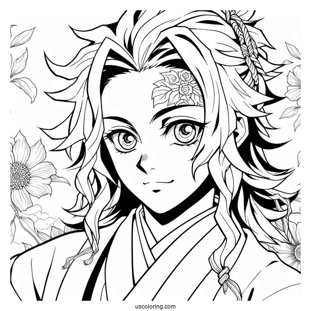 Tanjiro Coloring Page With Kyojuro Rengoku