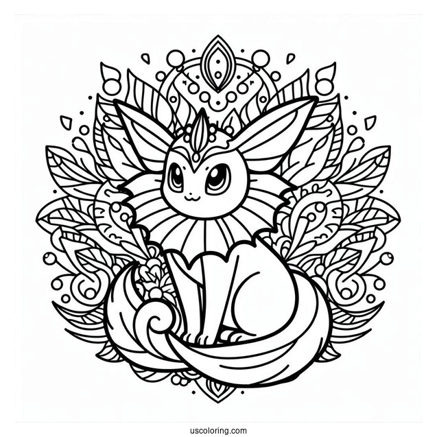 Vaporeon Mandala Coloring Page For Kids