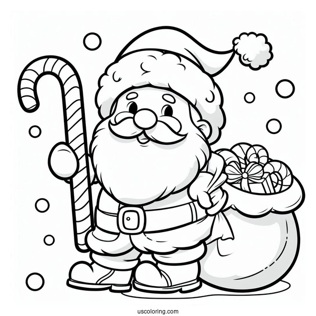 Easy Outline Of Jolly Santa To Color