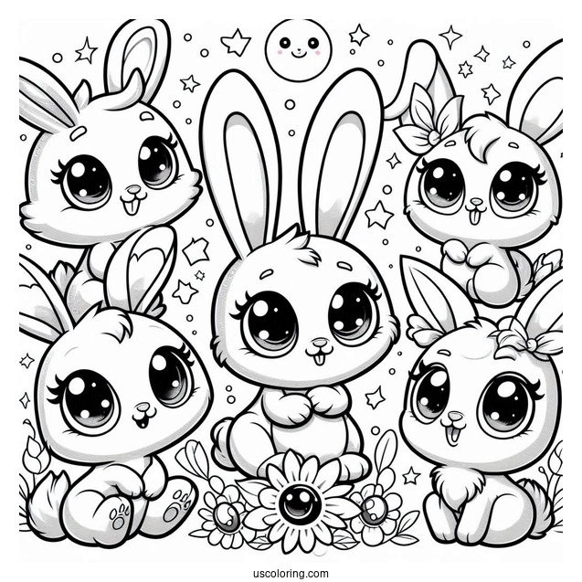Sunny Bunnies Coloring Page Iris, Hopper, Shiny, Big Boo, And Turbo