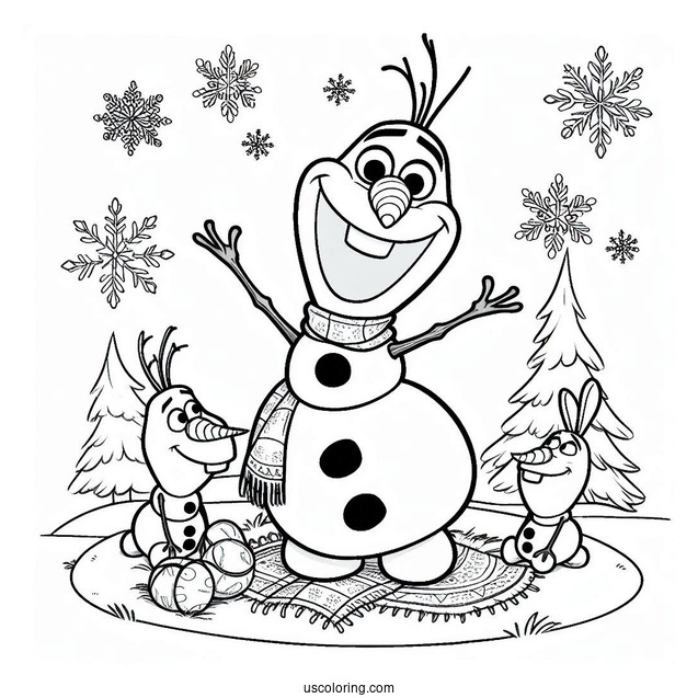 Olaf With Snowgies To Color