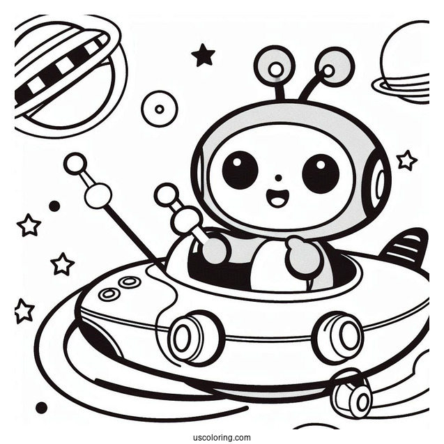 Pororo Coloring Page And Loopy Controlling Spaceship