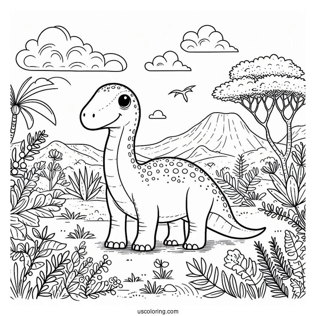Gentle Amargasaurus Coloring Sheet For Kids
