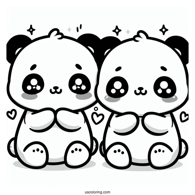 Two Cute Kawaii Pandas