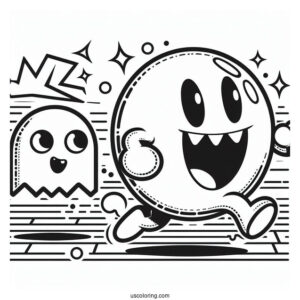 Blinky And Clyde Ghosts Chasing Pac-Man Coloring Page
