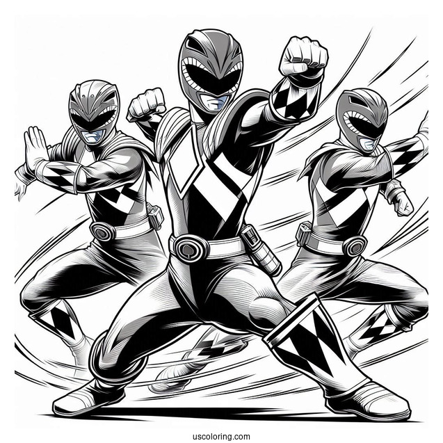 Complete Power Rangers Fighting Stance Coloring Page