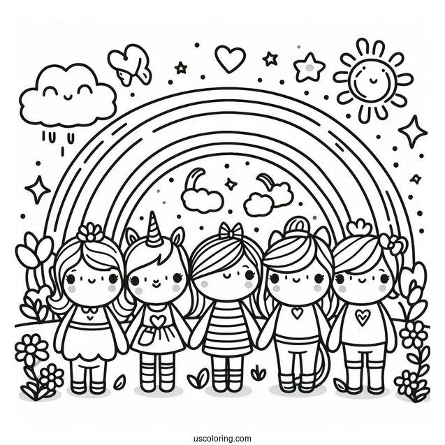 Easy Full Page Rainbow Friends Coloring Page Poster For Kids