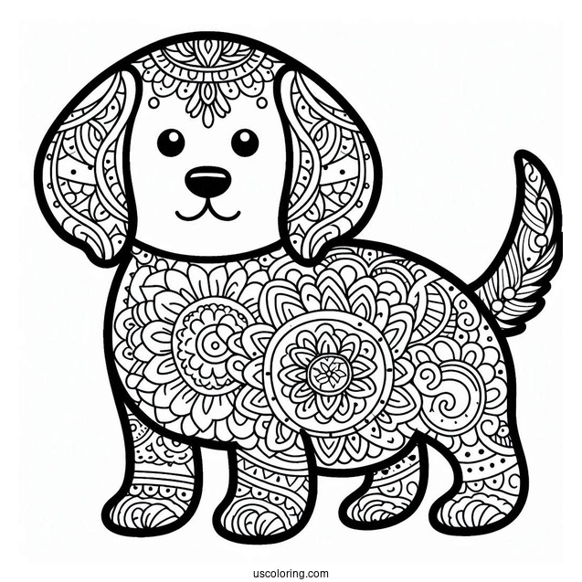 Cartoon Dog With Mandala
