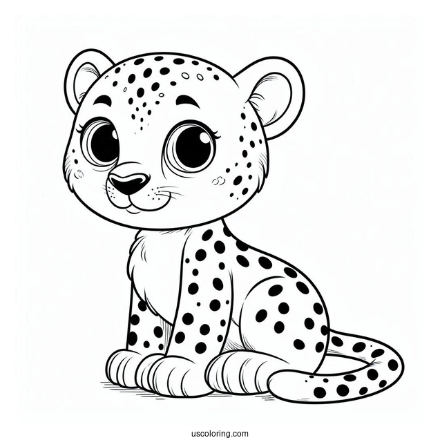 Easy Outline Of Friendly Cheetah Coloring Page