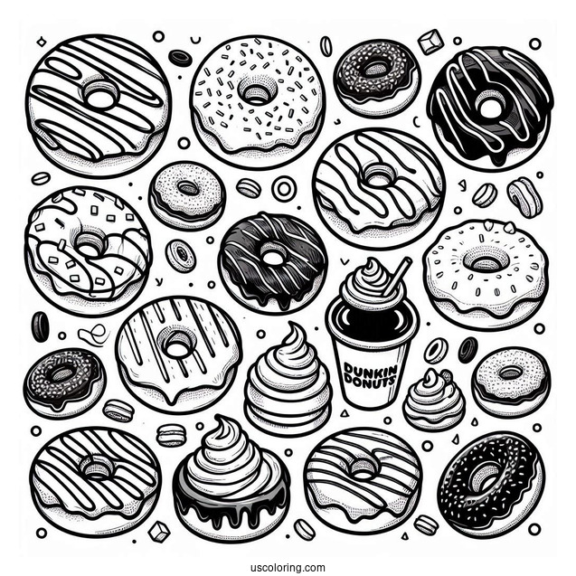 Dozen Dunkin Donuts Coloring Sheet