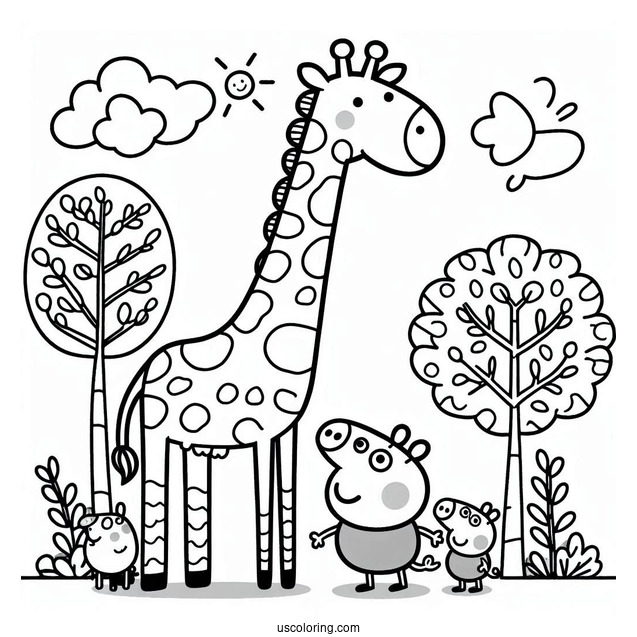 Gerald Giraffe With Family And Peppa