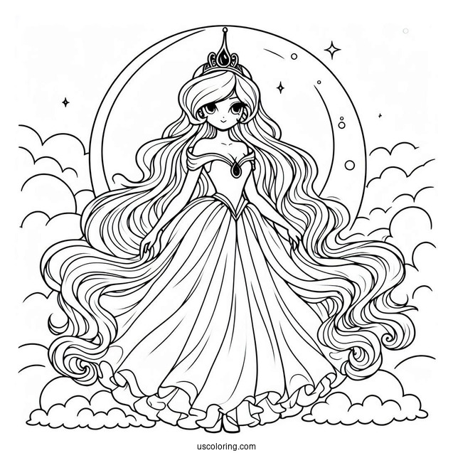 Princess Luna Coloring Page Walking In The Clouds