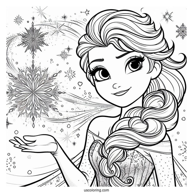 Detailed Magical Elsa Coloring Sheet