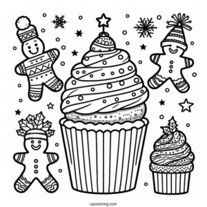 Gingerbread Men Decorating Christmas Cupcake