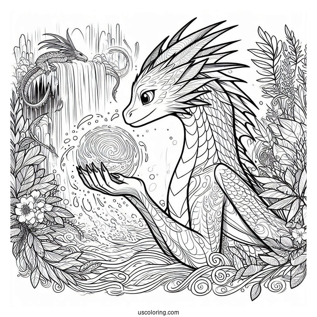 Raya And The Last Dragon Coloring Page Of Sisu Holding Magical Ball Of Water