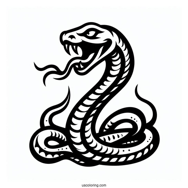 Fierce Looking Snake With Fangs And Tongue Out