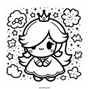Kawaii Rosalina Coloring Page With Luma For Kids
