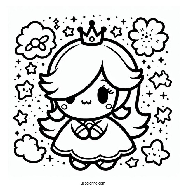 Kawaii Rosalina Coloring Page With Luma For Kids