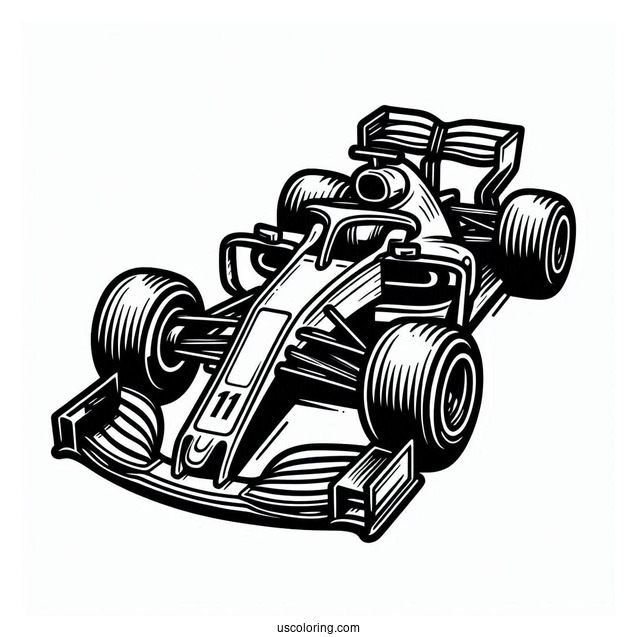 Easy Formula 1 Race Car For Kids To Color