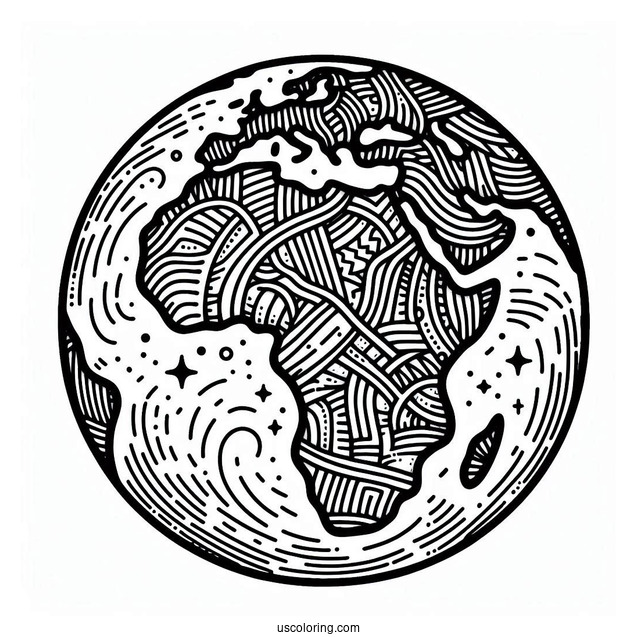Earth With African Continent To Color