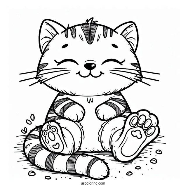 Smiling Critters Coloring Page Of Easy Grinning CatNap For Kids