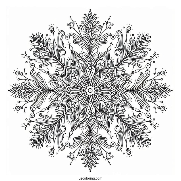 Elegant Snowflake Coloring Page Mandala