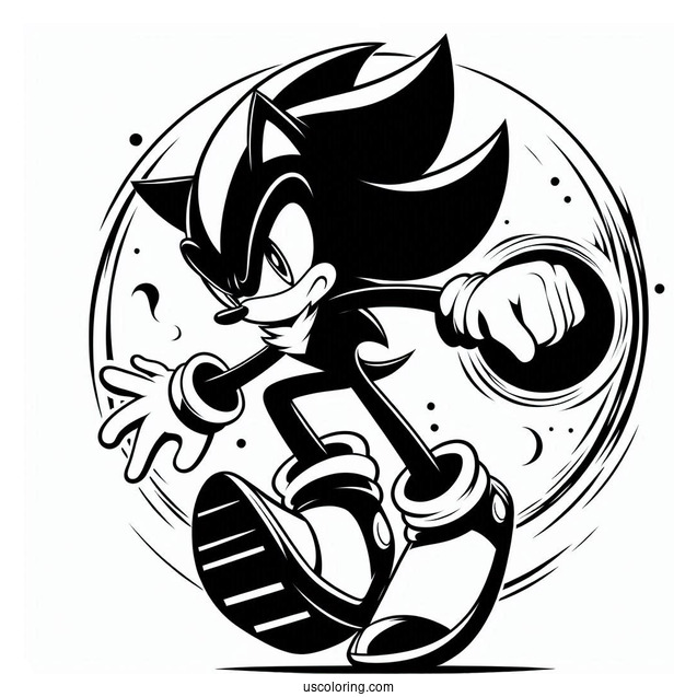 Shadow Coloring Page Attacking Sonic