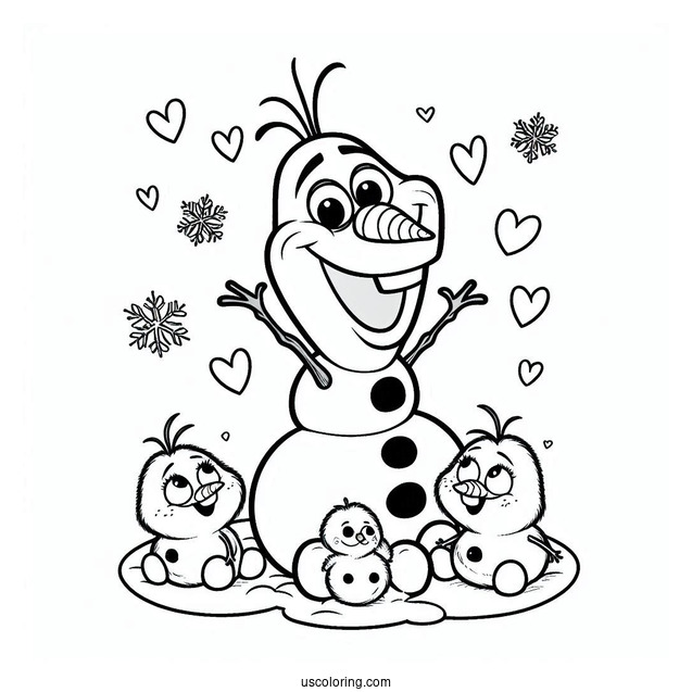 Olaf With Snowgies To Color