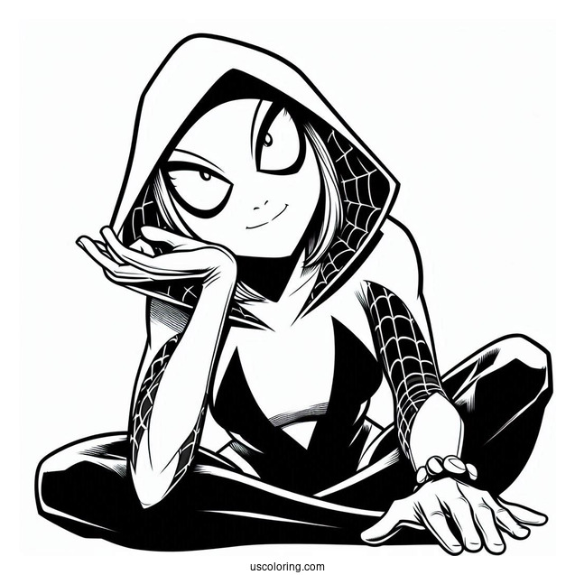 Easy Spider Gwen Coloring Page For Kids
