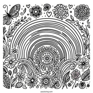 Hippy Themed Rainbow Coloring Sheet