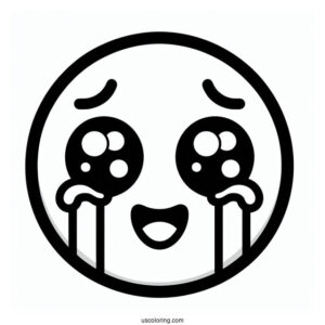 Simple Face With Tears Of Joy Emoji Coloring Page For Preschoolers