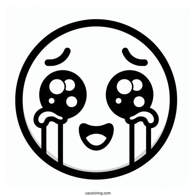 Simple Face With Tears Of Joy Emoji Coloring Page For Preschoolers