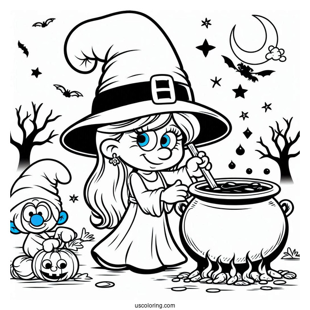 Witch Smurfette With Cauldron