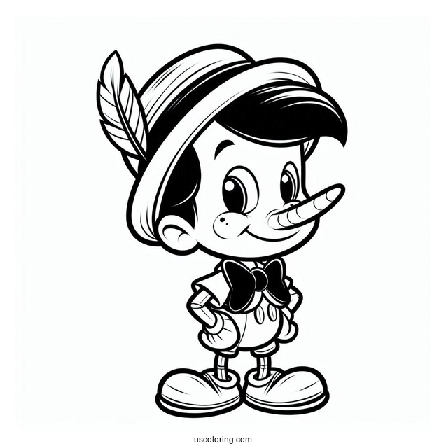 Pinocchio Coloring Page Of Jiminy Cricket Wearing Top Hat For Preschoolers